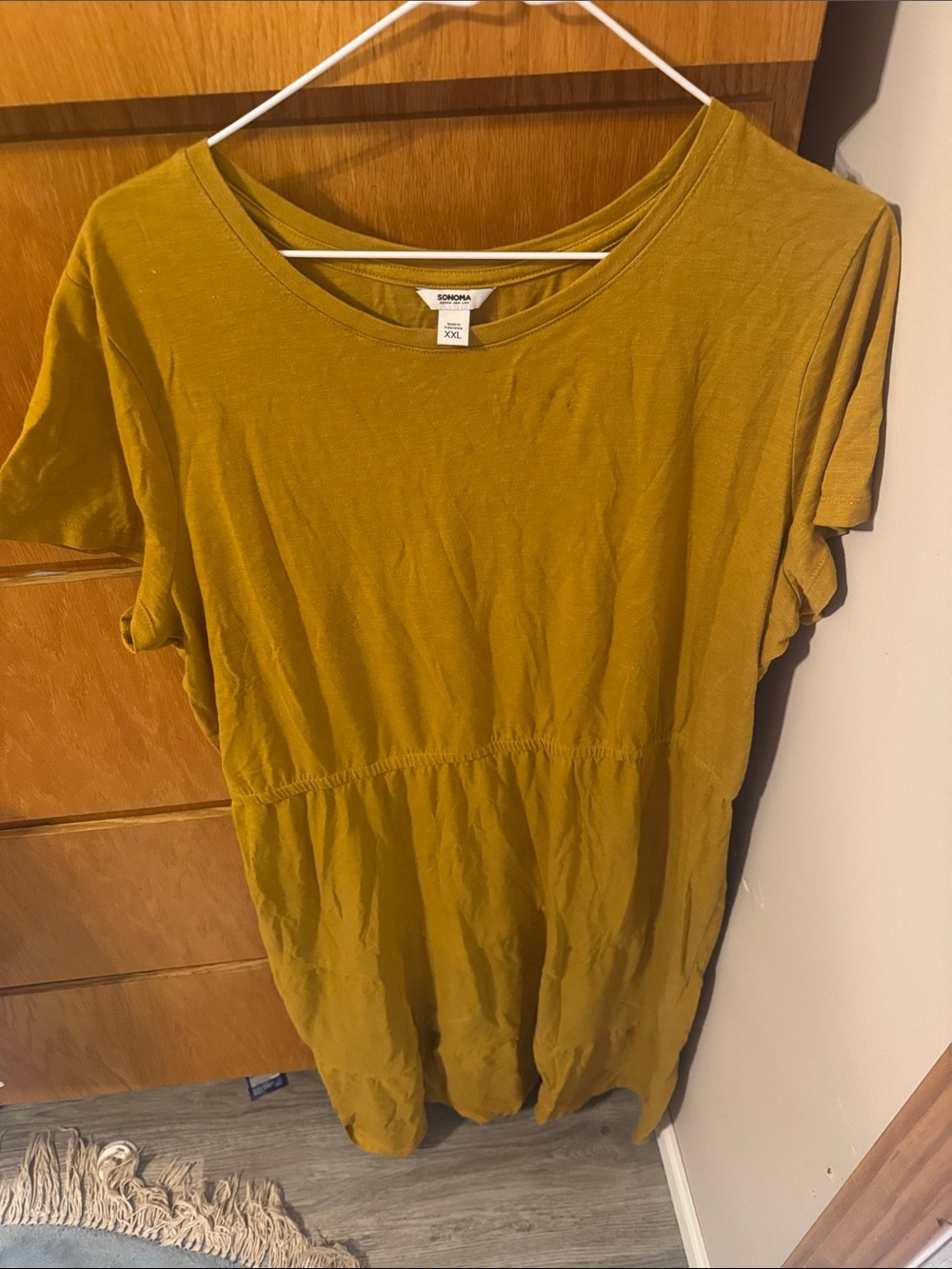 Sonoma Short Sleeve Peplum Tunic in Mustard Yellow